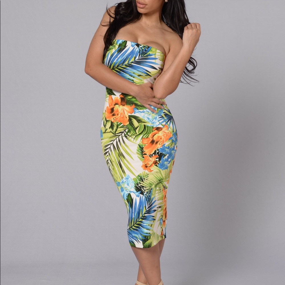 Fashion Nova Tropical Midi Dress